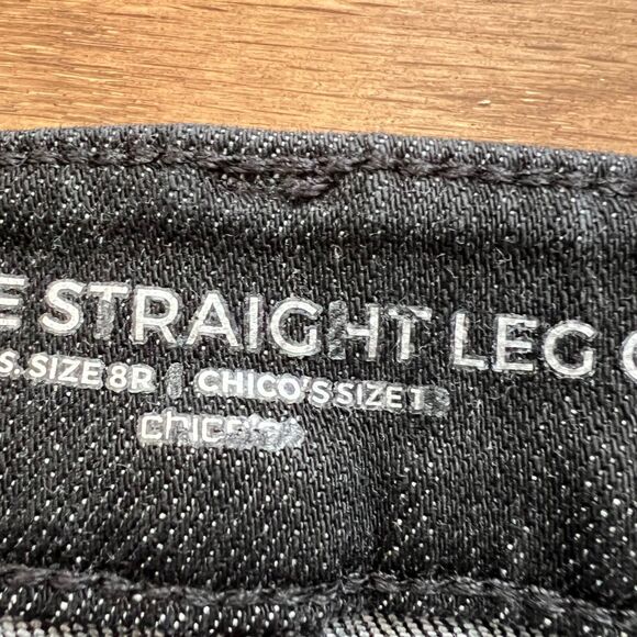 Chico's Jeans Size 1 (8) Black/Gray Charcoal Wash High Rise Straight Leg Crop - Picture 4 of 10